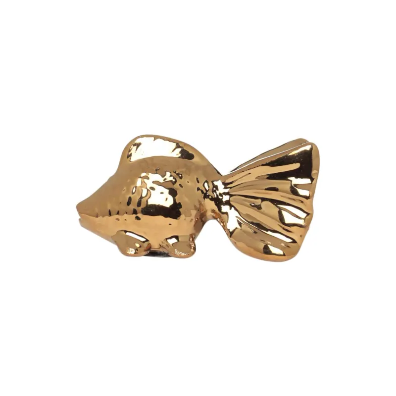 Figurine, 5 cm, porcelain P, golden, Fish, Goldfish, image-0