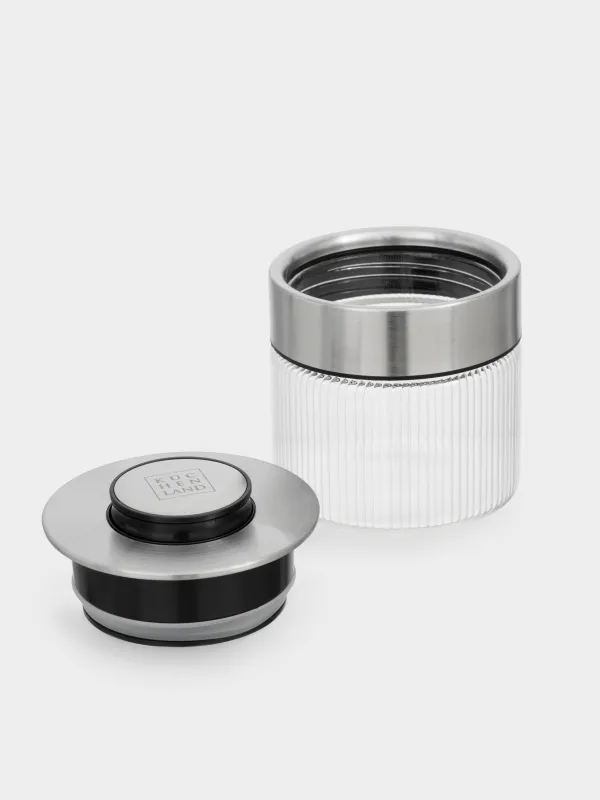 Bulk products jar, 360 ml, with vacuum lid, glass B, Ribby steel, image-3