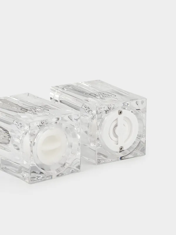 Salt and pepper set, 9 cm, with mill, acrylic/plastic, Cube, image-3