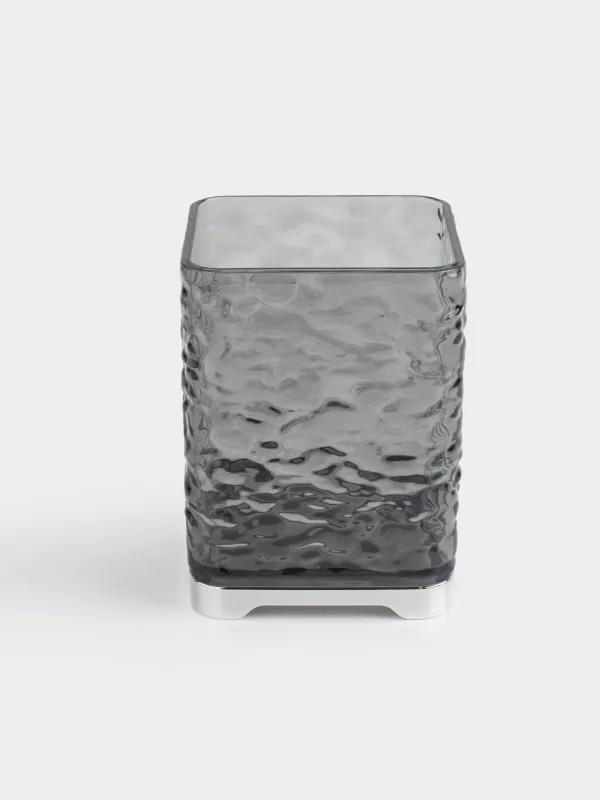 Bathroom tumbler, 10 cm, plastic, grey, Renaissance clear, image-1