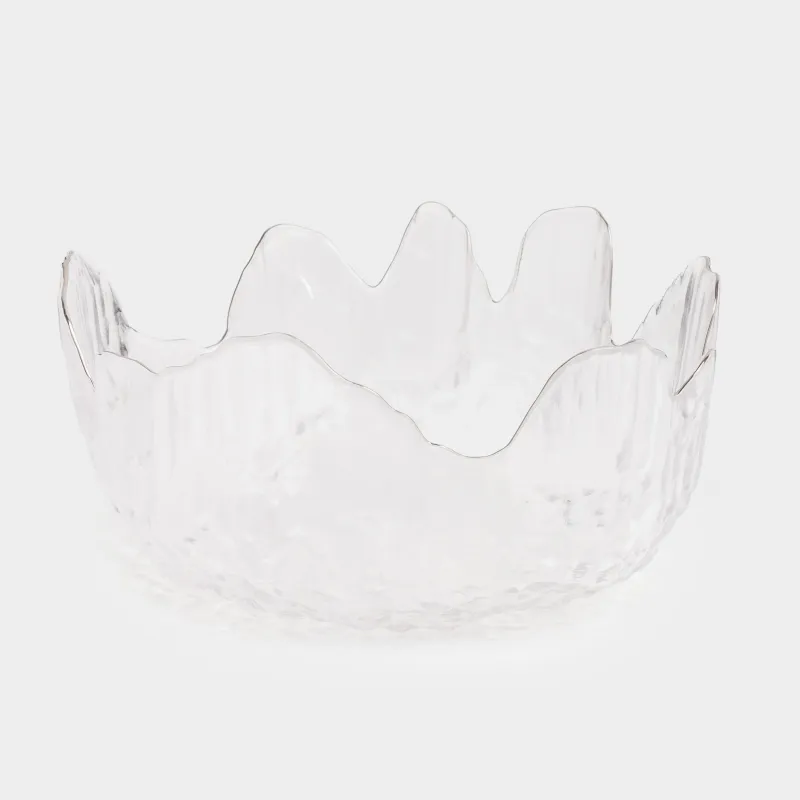 Salad bowl, 17x7 cm, 700 ml, glass, with silver edging, Nautilus silver