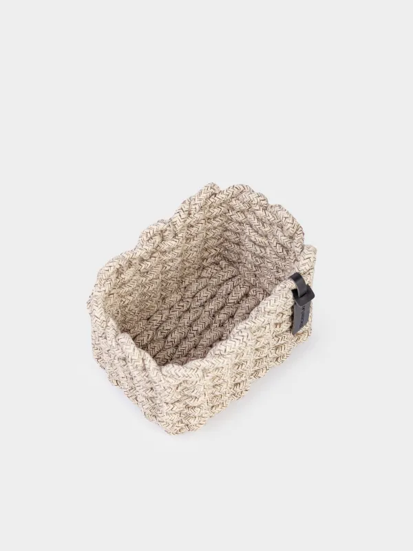 Storage basket, 15x20x13 cm, cotton/polyester, rectangular, beige, Cozy striped, image-3