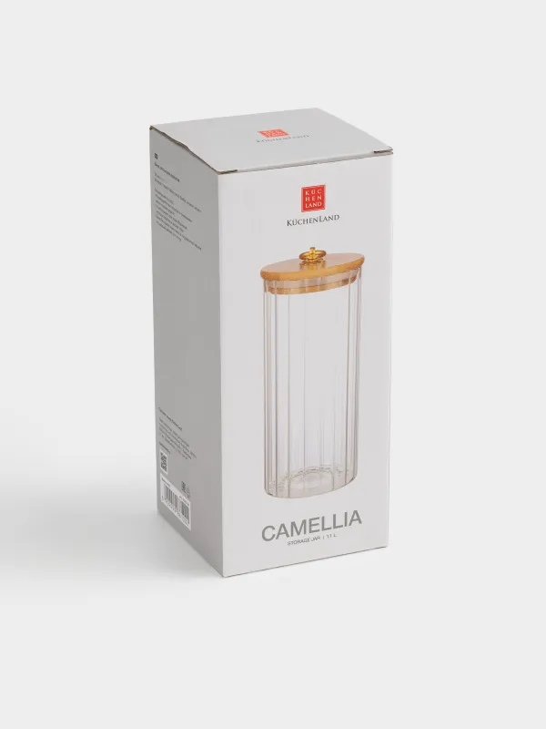 Can for bulk products, 1,1 l, glass B/ bamboo, Camellia, image-7