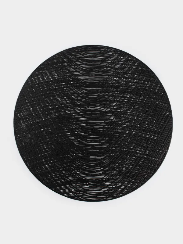 Napkin for appliances, 38 cm, PVC, round, black, Azhur Grid, image-0