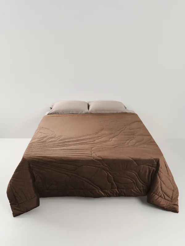Bedspread, 220x240 cm, quilted, velvet/microfiber, brown, Palm leaves, Stitch velvet, image-4