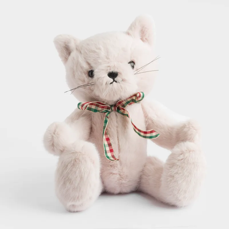 Toy, 35 cm, soft, with movable paws, polyester, beige, Cat, Cat