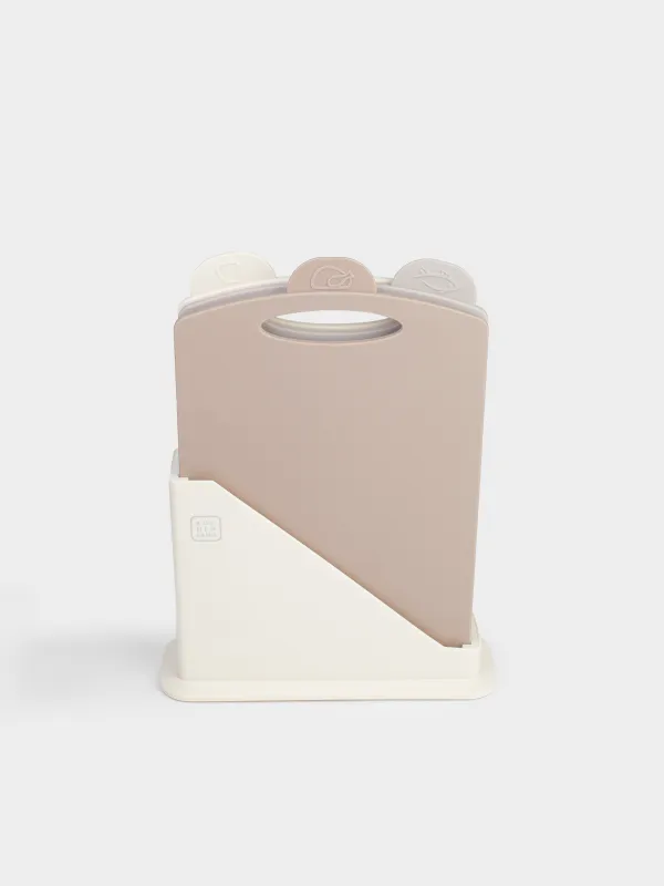 Cutting board, 31x20 cm, 3 pcs, in a stand, plastic, beige / brown, Soft kitchen, image-1