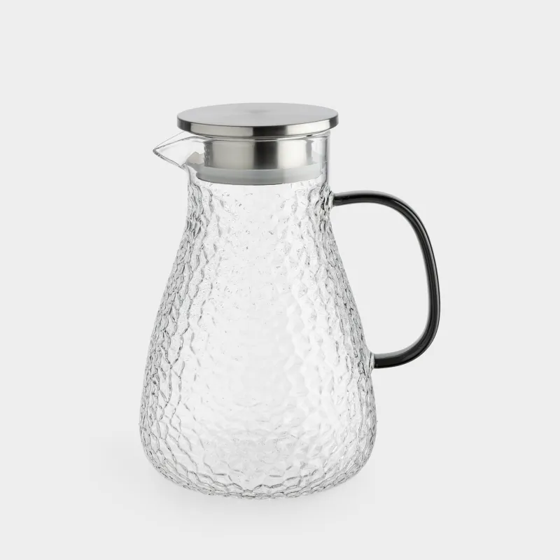 Jug, 1,7 l, with filter cap, Used glass, grey handle, Dawned