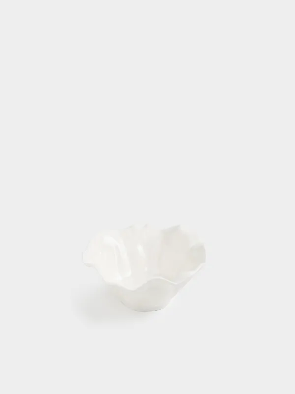 Salad bowl, 17x8 cm, 450 ml, porcelain N, milk, Crumpled effect, Crumple, image-1