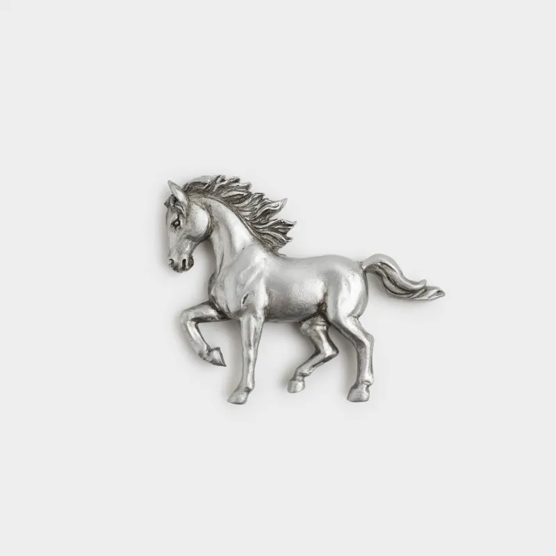 Magnet, 8 cm, polyresin, silver, Horse, Horse silver