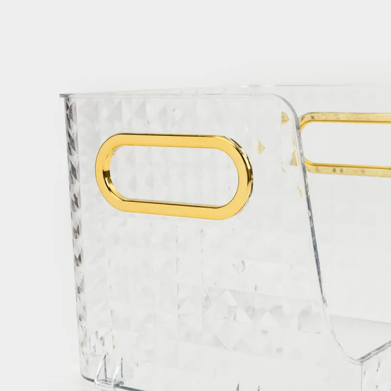 Organizer box, 20x17x15 cm, with gold handles, plastic, Kandy, image-2