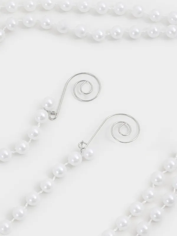 Garland-beads, 2 m, hanging, plastic / metal, white, Beads, Star balls, image-3