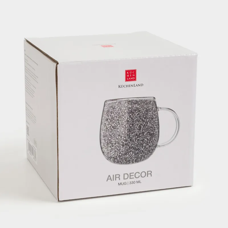 Mug, 330 ml, glass B, with gray crystals inside, Air decor, image-6