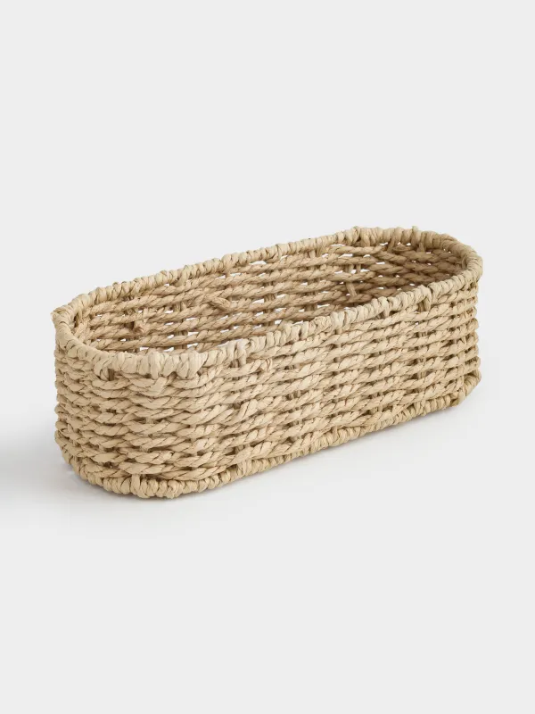 Cutlery basket, 25x10 cm, braided, cellulose, Oval, Braided, image-2
