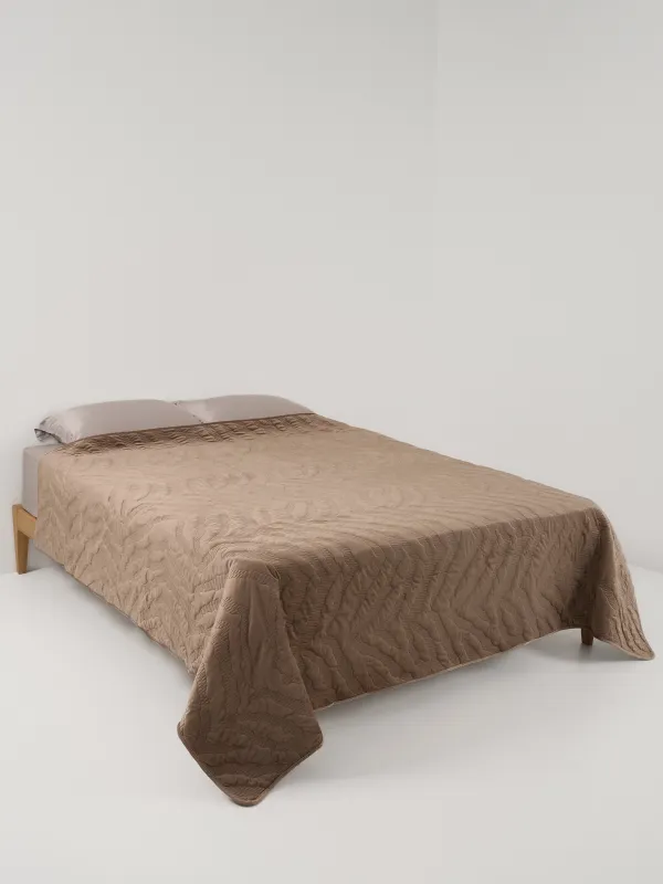 Bedspread, 220x240 cm, quilted, velvet/microfiber, brown, Stitch velvet, image-1