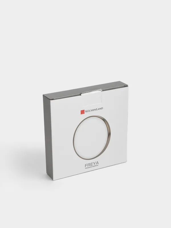 Hanging mirror, 15/14 cm, magnifying, with suction cups, metal, round, golden, Freya, image-4