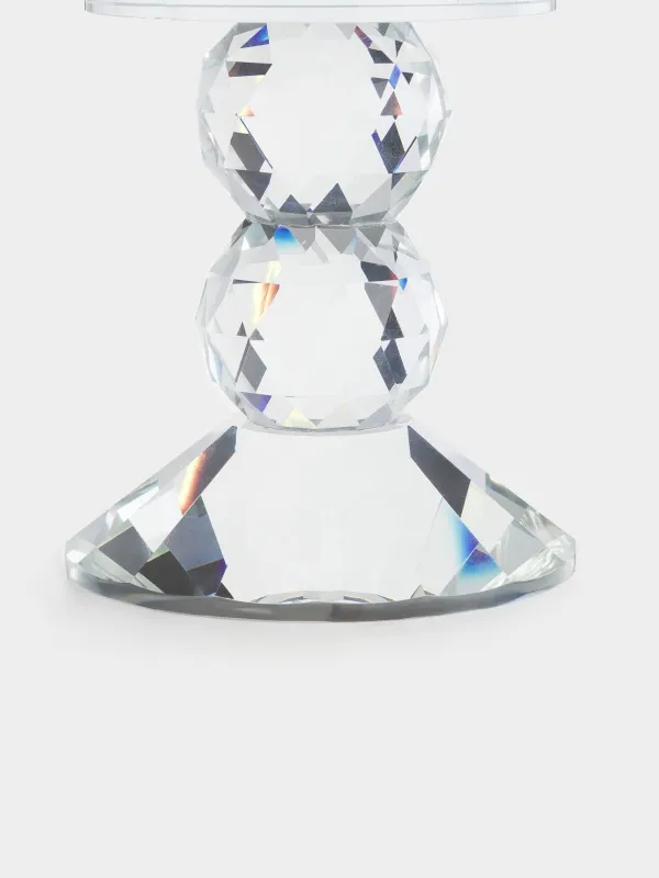 Candlestick, 13 cm, for a cylindrical candle, on a leg, glass, Flower, Crystal flower, image-1