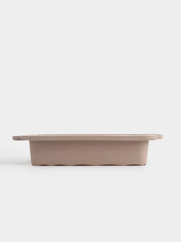 Baking dish, 22x18 cm, with handles, silicone, square, gray-brown, Bakery, image-1