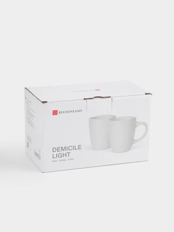 Mug, 470 ml, 2 pcs, ceramic, milky, speckled, Uneven edge, Demicile light, image-4