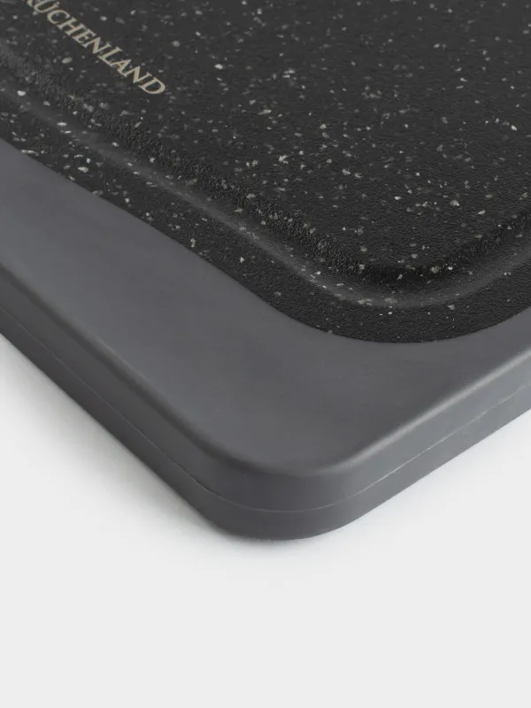 Chopping board, 28,5х20 cm, 2-sided, Bamboo/Plastic, black, Marble Bamboo, image-4