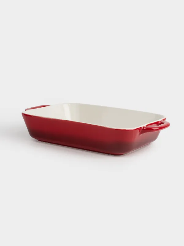 Baking dish, 27x20 cm, ceramic, rectangular, burgundy, Gradient, Cakes gradient, image-4