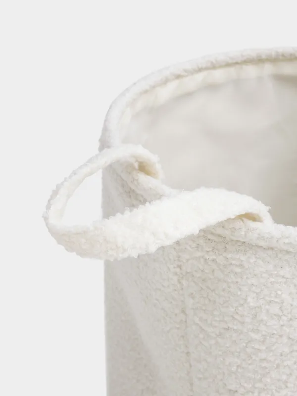 Laundry storage bag, 36x38 cm, with handles, Boucle, round, milky, Boucle, image-2