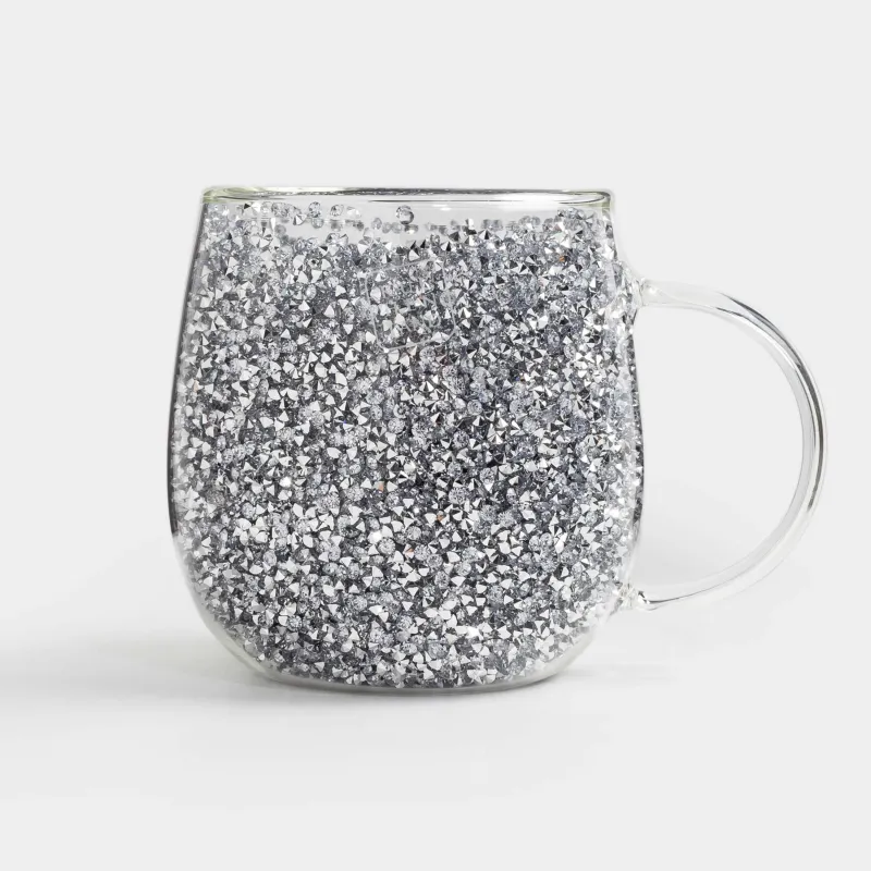 Mug, 330 ml, glass B, with gray crystals inside, Air decor, image-2