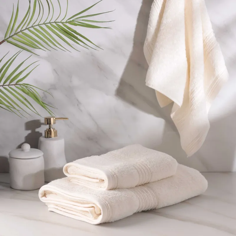 Towel set, 40x60 / 50x90 / 70x140 cm, 3 pcs, cotton, milk, Natural cotton, image-3