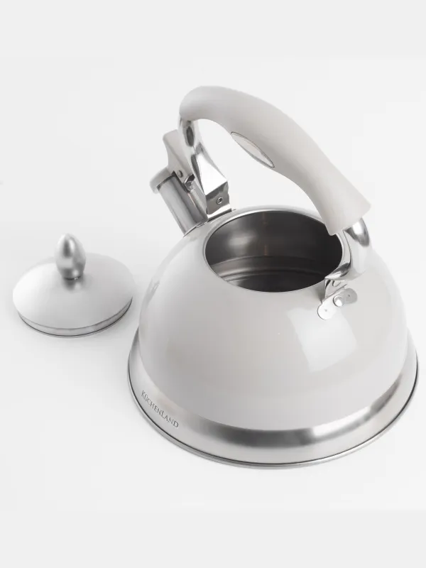 Teapot, 2.7 L, with whistle, steel, grey, Whistle, image-4