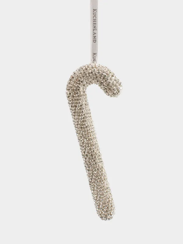 Christmas tree toy, 20 cm, acrylic / metal, white, Walking stick, Figure sparkle, image-0