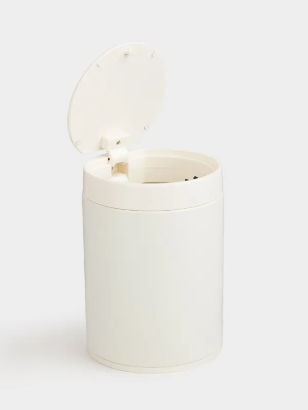 Trash can, 1.5 l, with a button to open the lid, metal / plastic, dairy, Demeter, image-4