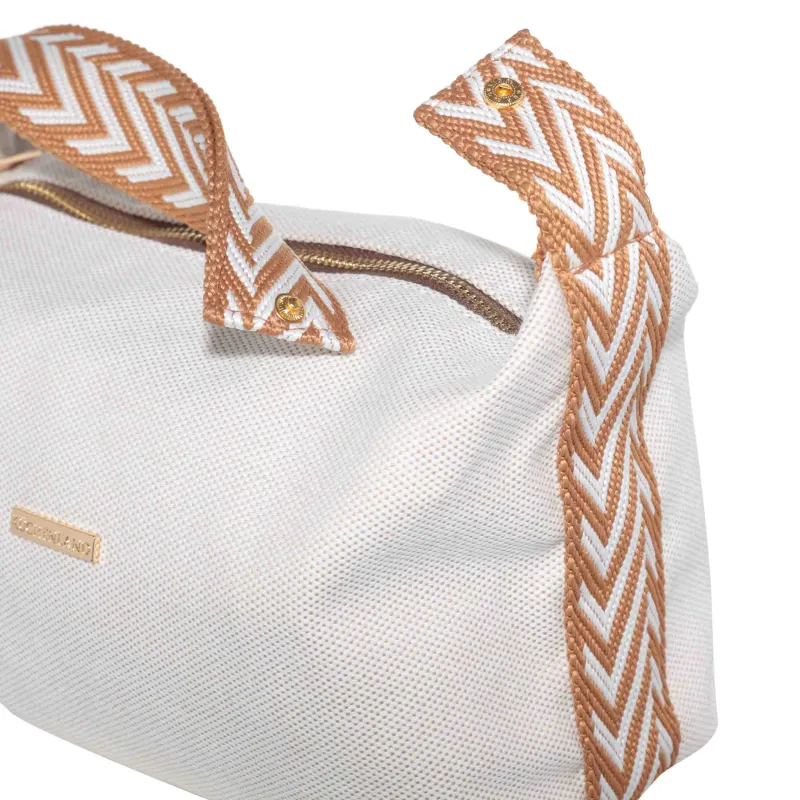 Cosmetic bag, 23x13 cm, with handle, polyester, beige, Canvas, image-2