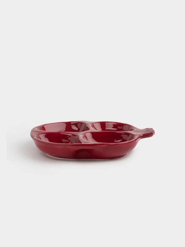 Divided plate, 19x17 cm, 4 compartments, ceramic, burgundy, Pomegranate, Pomegranate, image-3