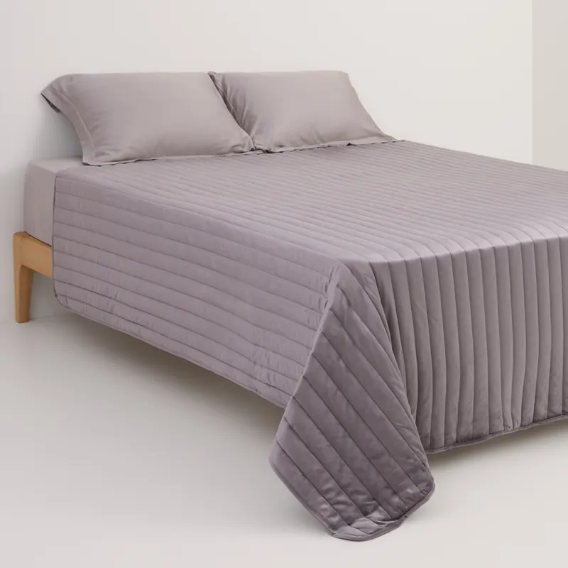 Bedspread, 220x240 cm, quilted, velvet/microfiber, grey, Stitch velvet