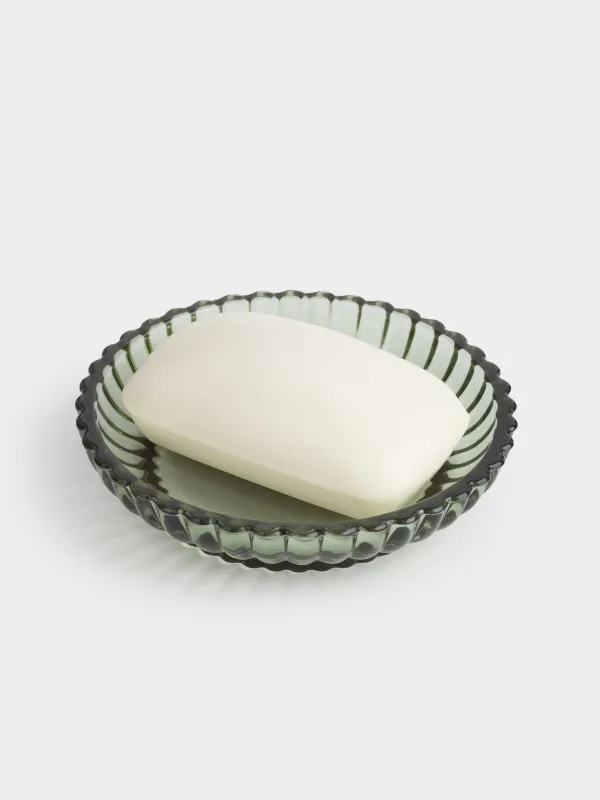 Soap dish, 11 cm, glass, oval, green, Artemis, image-2