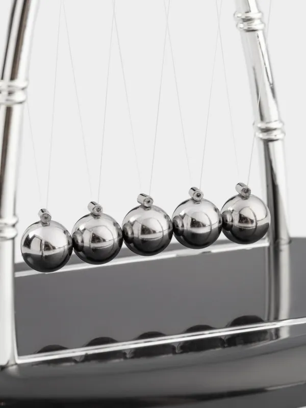Anti-stress pendulum, 18х15 cm, plastic / steel, black, Newton's Cradle, Collection, image-3