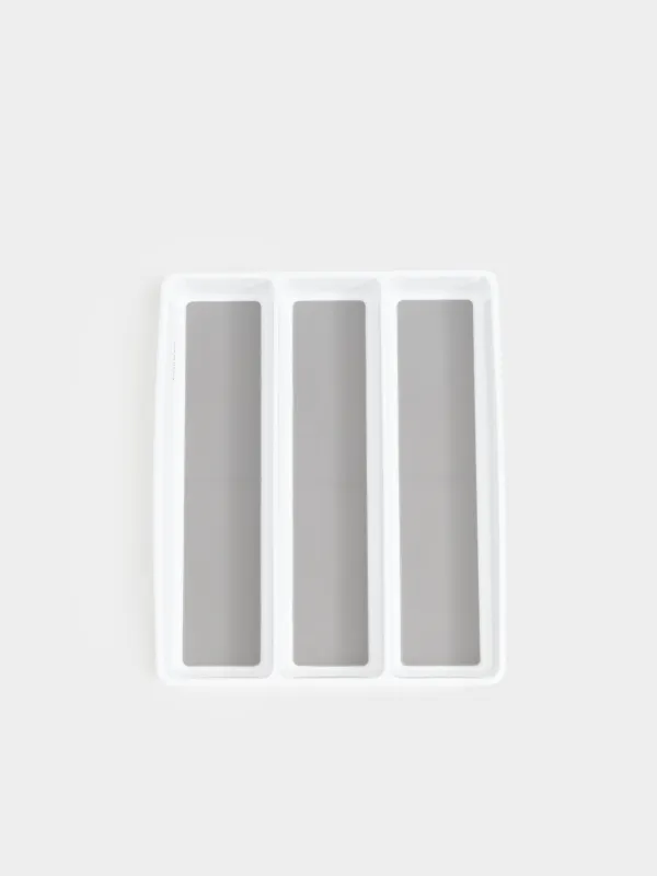 Kitchen accessories tray, 40x33 cm, 3 units, plastic / rubber, white-grey, Non-slip, image-0