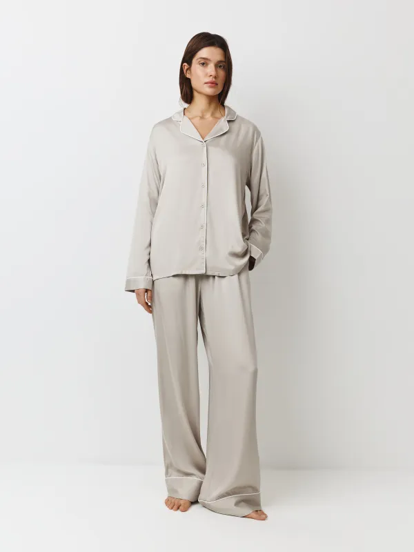 Women's trousers, homewear, size L, bamboo, beige, Debora, image-0