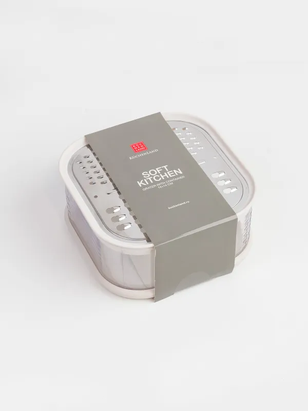 Grater, 14x14 cm, with container, steel/plastic, dairy, Soft kitchen, image-6