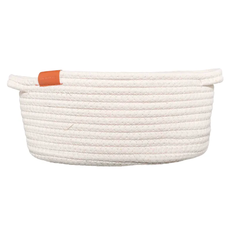 Storage basket, 26x20x12 cm, with handles, cotton / polyester, Oval, Milk, Tote, image-1
