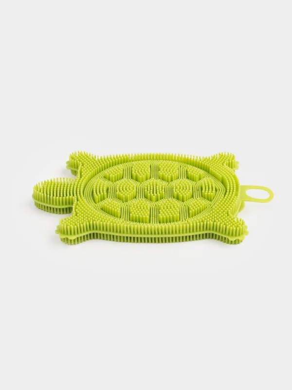 Dish washing sponge, 13 cm, Silicone, Green, Turtle, Manny, image-3