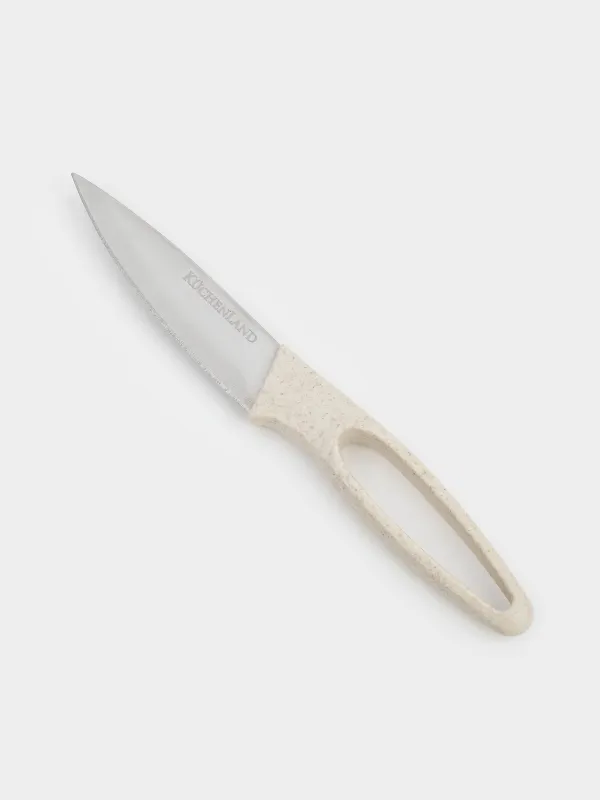 Paring knife, 9 cm, with case, steel / plastic, beige, speckled, Soft speckled, image-4