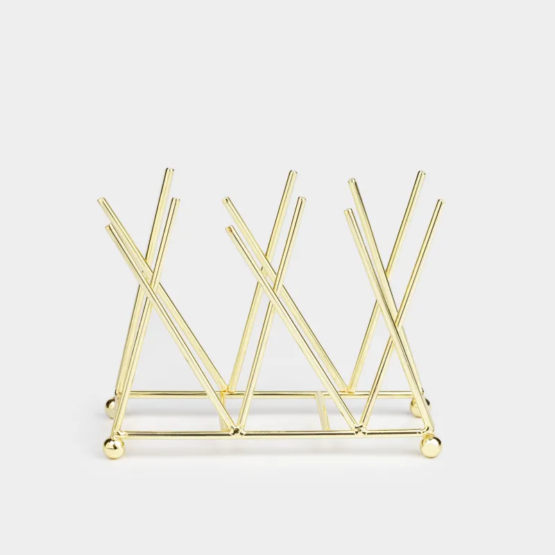 Napkin holder, 14 cm, metal, golden, Twist gold