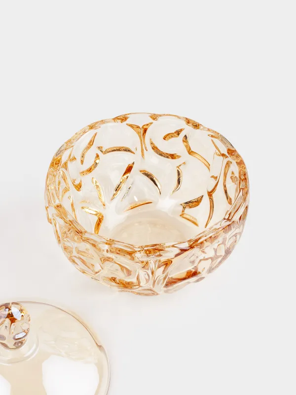 Storage container, 19x17 cm, 1 l, glass R, amber, Patterns, Gala, image-3
