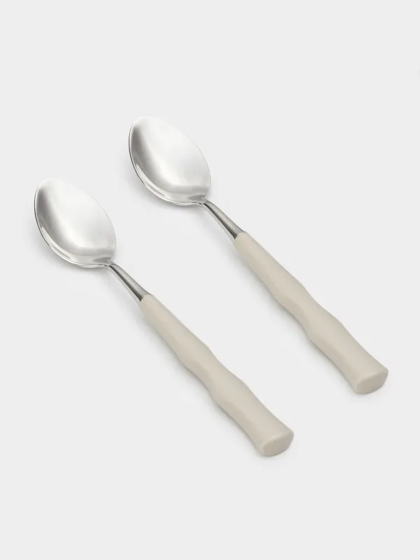 Tea spoon, 2 pcs, steel / plastic, beige, Bends, Toronto, image-0