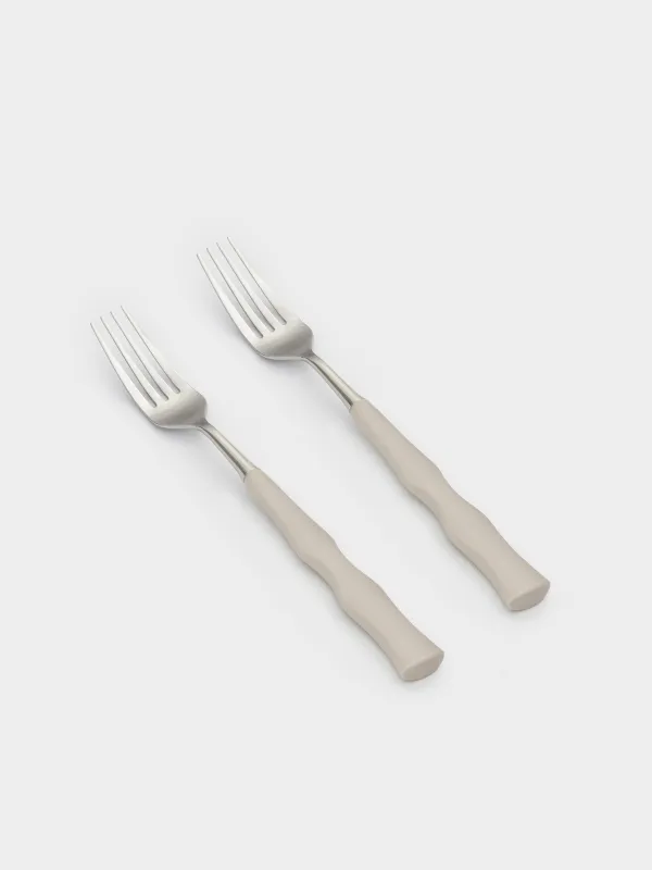 Dining fork, 2 pcs, steel / plastic, beige, Bends, Toronto, image-0