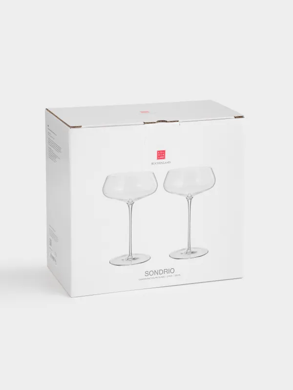 Champagne coupe glass, 300 ml, 2 pcs, crystal glass, Sondrio, image-5