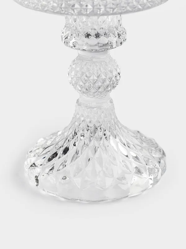 Candle holder, 11 cm, for one candle, on a leg, glass, Naiad, image-2