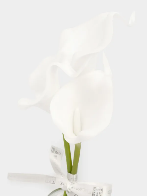 Artificial bouquet, 30 cm, in a vase, metal / glass, White calla lilies, Flower garden, image-2