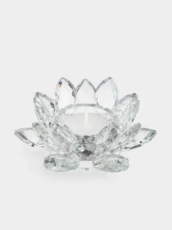 Candlestick, 11 cm, for a tea candle, glass, Flower, Crystal flower, image-2